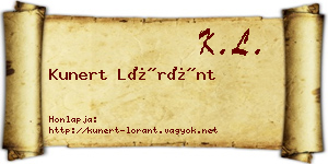 Kunert Lóránt névjegykártya